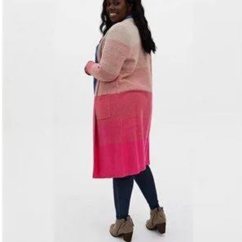 TORRID Gradient Pink Long Sleeve Duster Cardigan - Picture 3 of 12